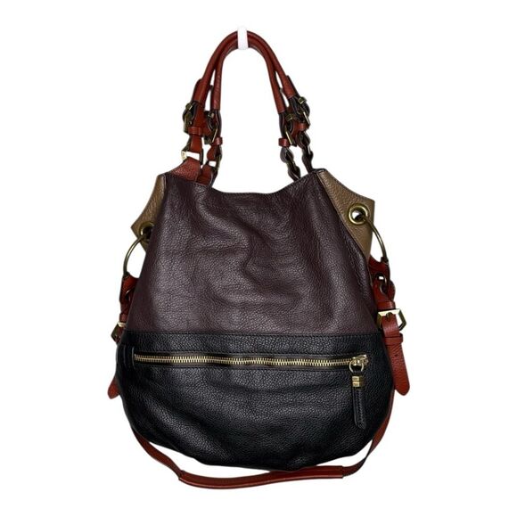 orYANY Selina Leather Hobo Purse Satchel  Handbag  Color Block black brown - Picture 1 of 8